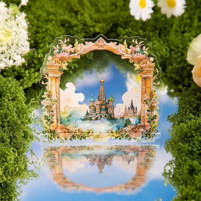 AuriicLeaf Fantasy Frame PET Sticker Set, 60PCS Board Ephemera for Scrapbooking, Junk Journaling, Crafts, DIY and Art Supplies