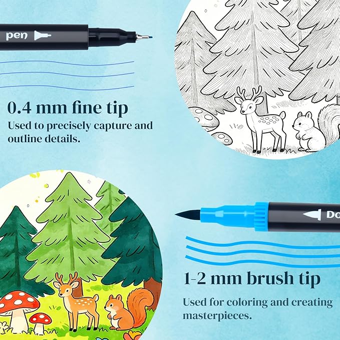 SZTCECDM 120Colors Art Markers for Adults, Fine Tip & Brush Pen Set for Coloring Books, Drawing, Watercolour Markers Pens, Artist Markers