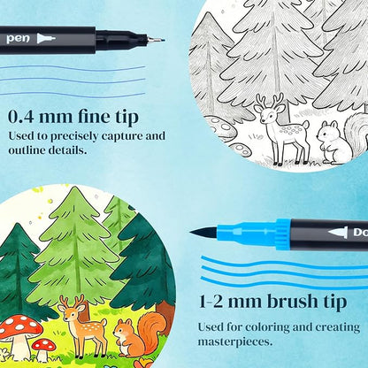 SZTCECDM 120Colors Art Markers for Adults, Fine Tip & Brush Pen Set for Coloring Books, Drawing, Watercolour Markers Pens, Artist Markers