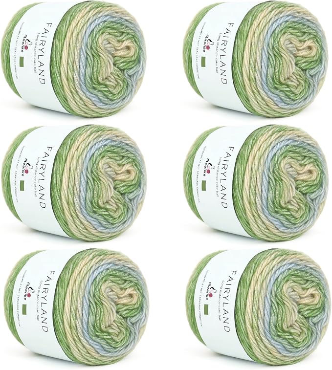 Aeelike Gradient Yarn for Crocheting, Soft Ombré Fairyland Yarn # 3 Light Weight with Vibrant Colors 6 x 100g (3.52 oz) 245m (267 Yards) for DIY Making Colorful Blanket Scarves Hat, Green Gradient