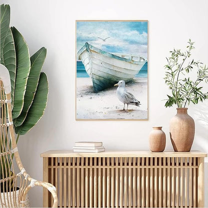 cupmod 6 Packs Beach Paint by Numbers Kit for Adults,Sea Side DIY Acrylic Oil Painting Numbers Kits on Canvas,Watercolor Adults Paint by Numbers Kits for Home Decor 9.8x13.8inch