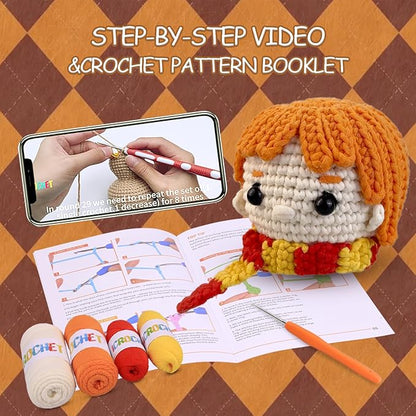 Crochet Kit for Beginners Adults -Animals Start Crotcheting - Perfect Amigurumi Knitting Learn to Kit for Adult with Stitch by Stitch Video Tutorials,Holiday Christmas Gift.