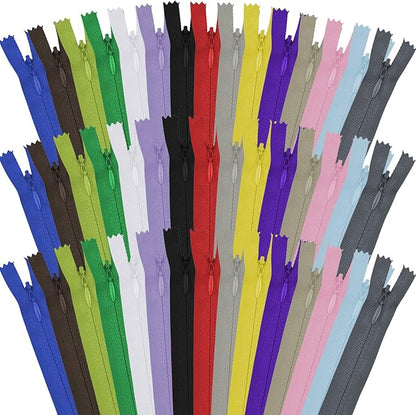 Invisible Zippers for Sewing, DOITEM 45pcs 6 Inch 10 Inch 14 Inch Invisible Multicolor Nylon Coil Zippers for Sewing and Crafts 15 Colors