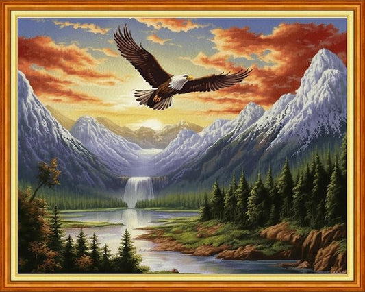 Dimensean Stamped Cross Stitch Kits Full Range of Embroidery Patterns Starter Kits for Beginners Adult DIY Cross Stitches Needlepoint Kits 11CT-Eagles Soaring 16x20 inch
