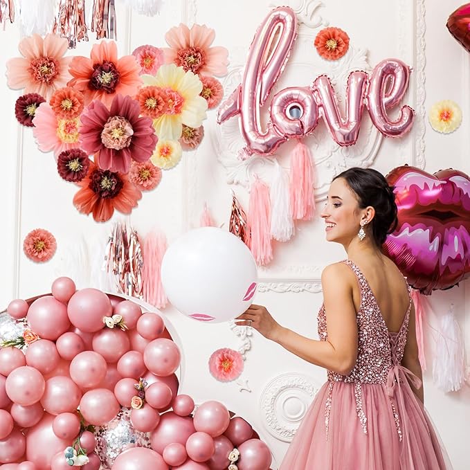 Crowye 36 Pcs Large Colorful Tissue Paper Flowers Decorations 20" Giant Fiesta Craft Crepe Paper Flowers for Wall Decor Backdrop Mexican Wedding Birthday Carnival Party (Vintage Color)