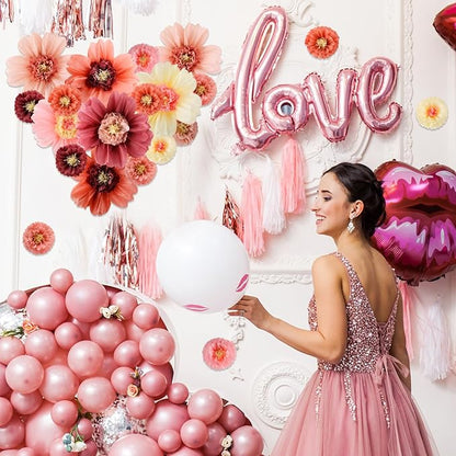 Crowye 12 Pcs Large Colorful Tissue Paper Flowers Decorations 20" Giant Fiesta Craft Crepe Paper Flowers for Wall Decor Backdrop Mexican Wedding Birthday Carnival Party (Vintage Color)