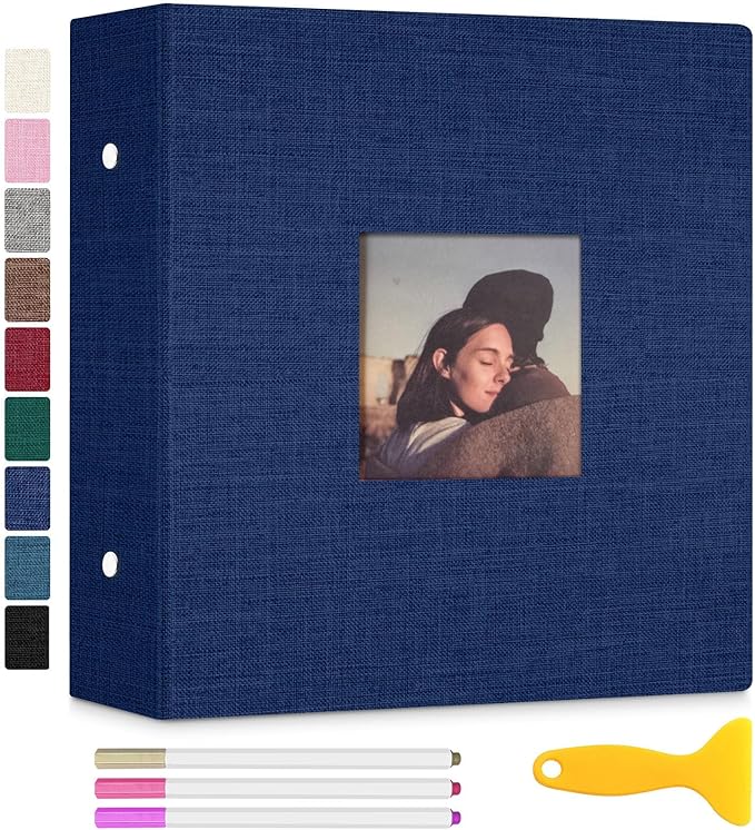 Zesthouse 18 In Photo Album Self Adhesive with Picture Display Window, 3-Ring Scrapbook Albums 60 Pages Holds 10x12 8x10 5x7 4x6 Photos, DIY Photo Book Ideal Gift for Family Wedding Baby