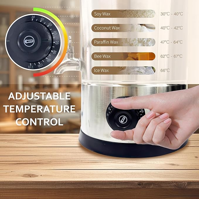 GKFF Wax Melter for Candle Making,4.4L (7 lbs) Extra Large Electric Melting Pot for Soap,Lotion & Body Butter Making,with Temperature Control and Quick Pour Spout,Ideal for Home Candle & Craft Makers