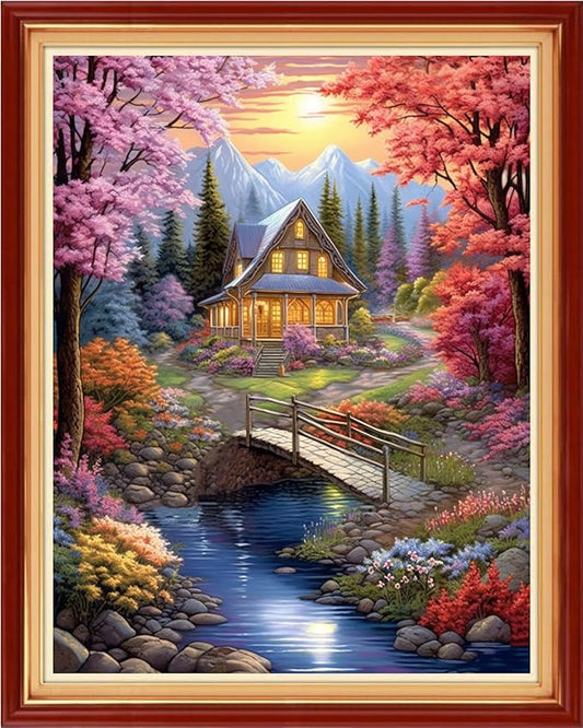 Redxing Stamped Cross Stitch Kits Embroidery kit for Beginners Adults Full Range of Embroidery Patterns Starter Kits DIY Printed Cross Stitch Kits Needlepoint Kits 11CT-Dream Home 16x20 inch