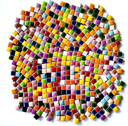500g/1.1lb Random Color Ceramics Mosaic Tiles,DIY Making Creative Ceramic Mosaic Tiles for DIY Craft Plates Flowerpots Vases Cups Mosaic Making Supplies (Square)
