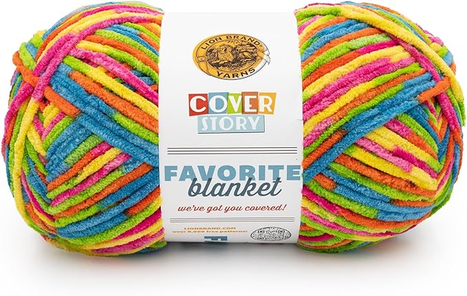 Lion Brand Yarn, Cover Story Favorite Blanket Yarn for Knitting and Crochet, 223 Yards, Frizzle, 1 Pack