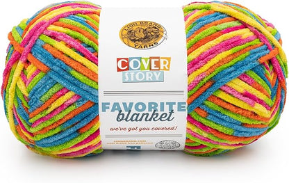 Lion Brand Yarn, Cover Story Favorite Blanket Yarn for Knitting and Crochet, 223 Yards, Frizzle, 1 Pack