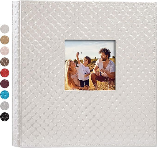 Mublalbum Leather Photo Album 4x6 1000 Photos Large Capacity Picture Book with Horizontal and Vertical Pockets for Baby Wedding Anniversary and Family (White)