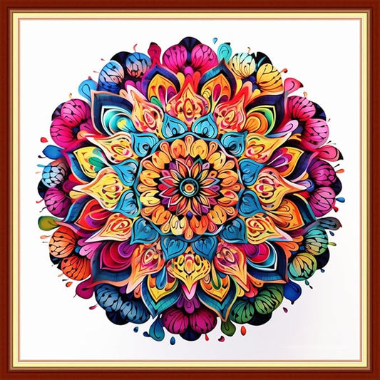 Redxing Stamped Cross Stitch Kits Embroidery kit for Beginners Adults Full Range of Embroidery Patterns Starter Kits DIY Printed Cross Stitch Kits Needlepoint Kits 11CT-Colorful Mandala 18x18 inch