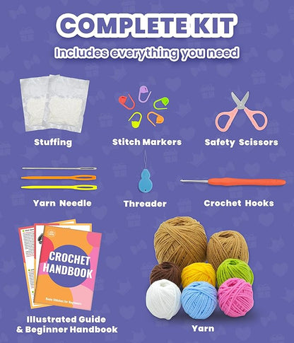 PAITIN Crochet Kit for Beginners – DIY Donut Amigurumi Crochet Kit, Easy Crochet Kits with Step-by-Step Video Tutorial and Beginner Handbook