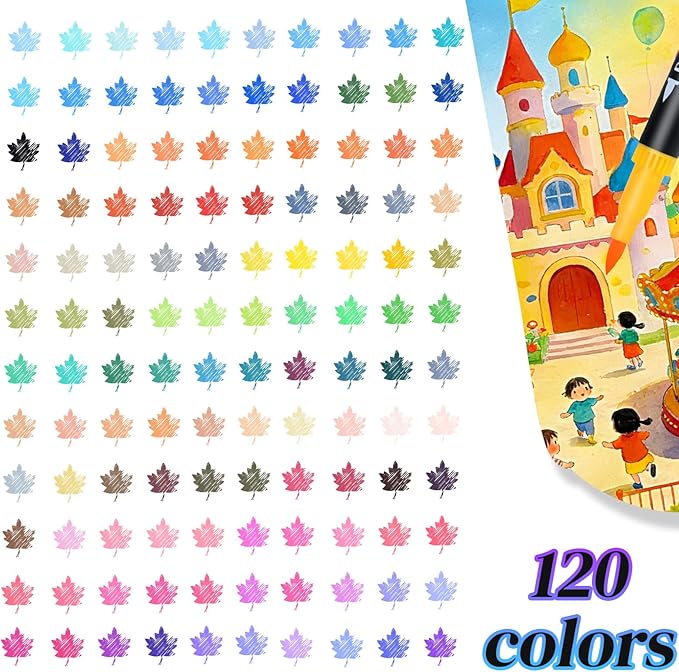 SZTCECDM 120Colors Art Markers for Adults, Fine Tip & Brush Pen Set for Coloring Books, Drawing, Watercolour Markers Pens, Artist Markers