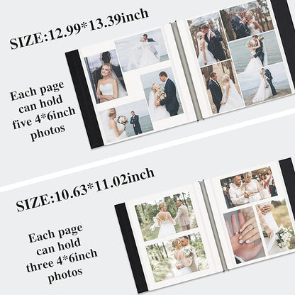 Remowith Self Adhesive Photo Album, Black Scrapbook Album with DIY 60 Blank Pages, Wedding Photo Album with A Metallic Pen for 4x6 5x7 2x3 Pictures,12.9"x13.4"