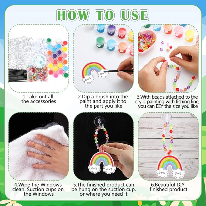 WinnerWhy 30 Sets Spring Suncatchers Window Art Kits, DIY Sun Catchers Bulk Crafts Paint Your Own Window Ornaments for Adult Home Birthday Activity Party Decor