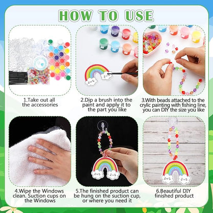 WinnerWhy 30 Sets Spring Suncatchers Window Art Kits, DIY Sun Catchers Bulk Crafts Paint Your Own Window Ornaments for Adult Home Birthday Activity Party Decor