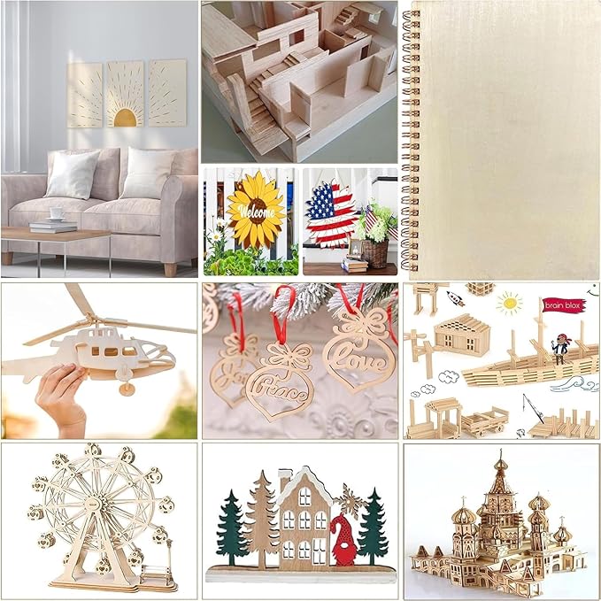 5 Pack 12"x18"x1/16 Basswood Sheets for Crafts- Thin Plywood Sheets - Balsa Wood Sheets -Unfinished Wood Boards for Painting,Laser Cutting,Engraving, Burning and CNC Cutting