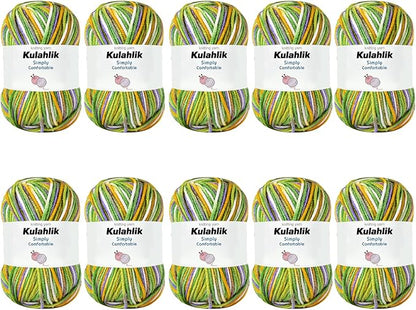 500g(10x50g) Acrylic Yarn for Crocheting and Knitting, Colorful Gradient Yarn Thread, 10 Rolls Skeins, Multicolor Hilo Acrílico, Perfect for DIY Crafts Project