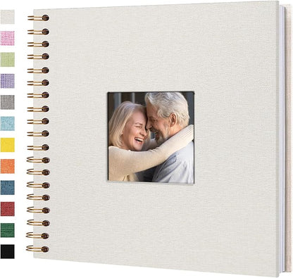 Yopih Linen Covered Scrapbook Photo Album, 10x10 Inches with Hardcover Kraft White Pages - Ideal for Travel, Wedding, Guest Book, Christmas, Baby Shower (20 Sheets/40 Pages)