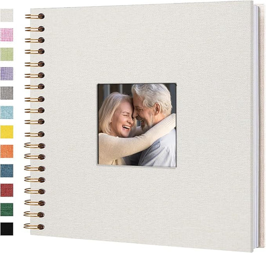 Yopih Linen Covered Scrapbook Photo Album, 10x10 Inches with Hardcover Kraft White Pages - Ideal for Travel, Wedding, Guest Book, Christmas, Baby Shower (20 Sheets/40 Pages)