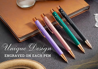 InnoBeta Monogrammed Gifts Ballpoint Pen Set of 4, Initial Letter Gifts for Housewarming, Birthday, Thanksgiving, Christmas - N