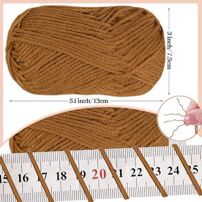 24 Skeins Soft Cotton Yarn Total 2880 Yards Assorted Colors Yarn for Crocheting and Knitting 4 Ply Acrylic Gauze for DIY Crafts Project, Each Skein 1.76 Oz/120 Yard(Dark Colors)