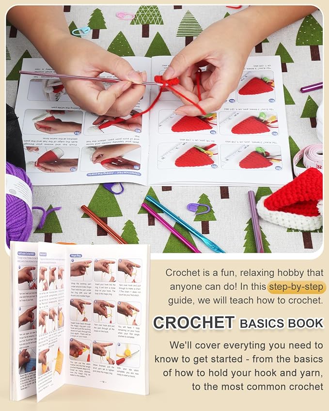 Aeelike Crochet Kit for Beginners Young and Old, First Crochet Kit for Adults Include 23pcs Crochet Hooks, 655 Yards Yarn Set for Crocheting, Instruction, Bag, Crochet Accessories and Supplies, Black