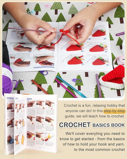 Aeelike Crochet Kit for Beginners Young and Old, First Crochet Kit for Adults Include 23pcs Crochet Hooks, 655 Yards Yarn Set for Crocheting, Instruction, Bag, Crochet Accessories and Supplies, Black