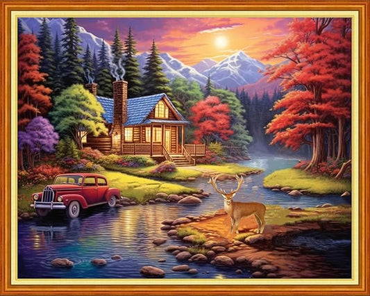 Redxing Stamped Cross Stitch Kits Embroidery kit for Beginners Adults Full Range of Embroidery Patterns Starter Kits DIY Printed Cross Stitch Kits Needlepoint Kits 11CT-Beautiful Scenery 16x20 inch