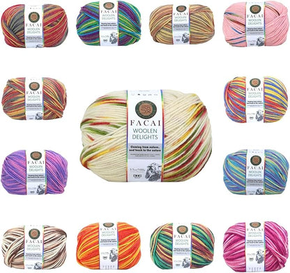 Facai Blend Merino Wool Yarn for Knitting - Worsted Weight,197yds (3.5oz) Ball, Ideal for Sweaters, Scarves, and Accessories (1, Winter Jasmine)