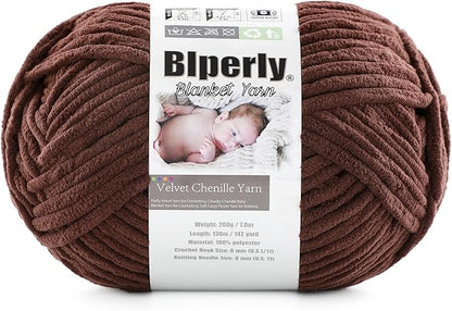 6 Super Bulky Velvet Chenille Yarn for Crocheting - 1 Skein of 200g/7 oz - Ultra Soft Heavy Weight Chunky Knitting Yarn for Baby Blankets, Amigurumi, Home Decor（Dark Curry，1 Skein）