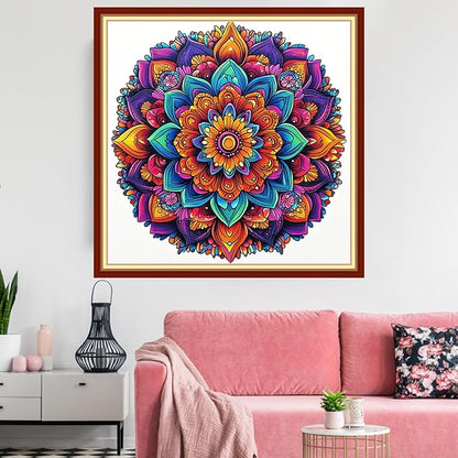Redxing Stamped Cross Stitch Kits Embroidery kit for Beginners Adults Full Range of Embroidery Patterns Starter Kits DIY Printed Cross Stitch Kits Needlepoint Kits 11CT-Colorful Mandala 18x18 inchs