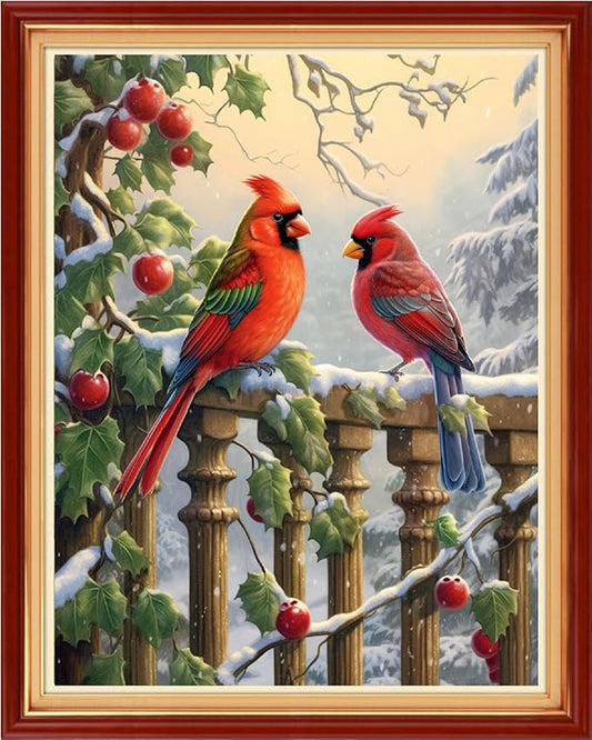 Dooxvey Cross Stitch Kits for Adults Stamped Full Range of Embroidery Starter Kits for Beginners 11CT Printed Cross Stitch Patterns Needlepoint Kits Stamped Crossstitching-Bird Snow Scenery 16x20 inch