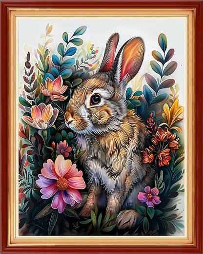 Funchey Stamped Cross Stitch Kits, DIY Cross Stitch Pattern for Adults Beginners Needlepoint Kits Embroidery Kit Arts and Crafts 11CT&Lucky Rabbit 16x20 inchs