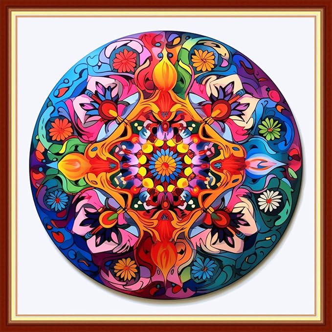 Dimensean Stamped Cross Stitch Kits Full Range of Embroidery Patterns Starter Kits for Beginners Adult DIY Cross Stitches Needlepoint Kits 11CT-Magic Mandala 18x18 inch