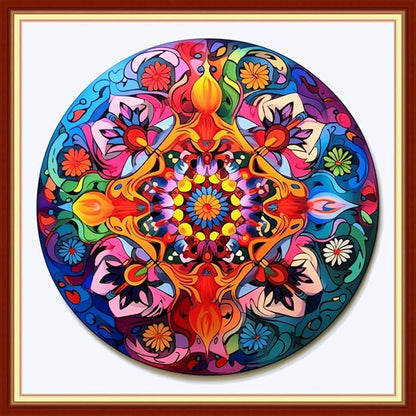 Dimensean Stamped Cross Stitch Kits Full Range of Embroidery Patterns Starter Kits for Beginners Adult DIY Cross Stitches Needlepoint Kits 11CT-Magic Mandala 18x18 inch