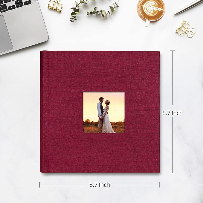 Mublalbum Photo Album 4x6 200 Photos Linen Cover with Memo Areas Photobook Pictures Book for Wedding Family Baby and Vacation (Red)