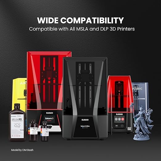 ELEGOO ABS-Like 8K 3D Printer Resin 3.0, 405nm UV-Curing Photopolymer Resin for 12K/14K/16K Mars Saturn Jupiter MSLA DLP LCD 3D Printing with Strength and Toughness, Vanilla 2000g