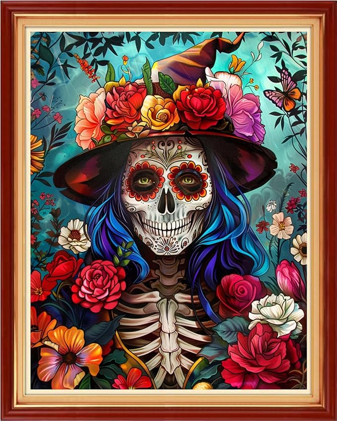 Artvxeay Stamped Cross Stitch Kits | Embroidery Kits for Beginners Craft Kit Needlepoint for Adults Supplies DIY 11CT- (Flower Skeleton 16x20 inch)