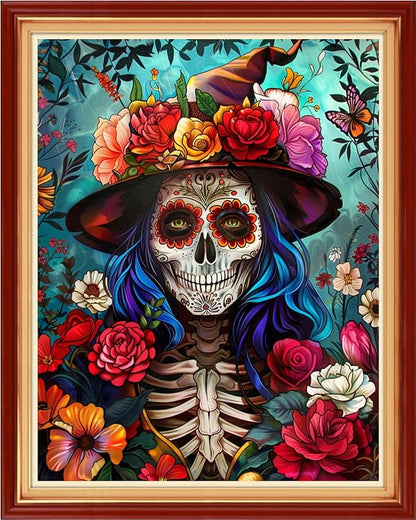 Artvxeay Stamped Cross Stitch Kits | Embroidery Kits for Beginners Craft Kit Needlepoint for Adults Supplies DIY 11CT- (Flower Skeleton 16x20 inch)