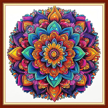 Redxing Stamped Cross Stitch Kits Embroidery kit for Beginners Adults Full Range of Embroidery Patterns Starter Kits DIY Printed Cross Stitch Kits Needlepoint Kits 11CT-Colorful Mandala 18x18 inchs