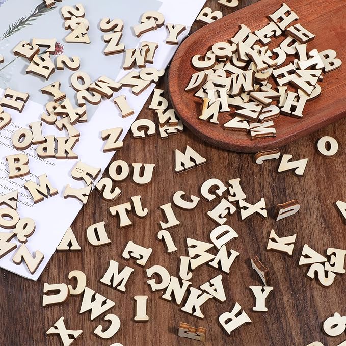 YBEATY 208Pcs Wooden Letters Poplar Wood Burning Letters 0.6 Inch A-Z Small Wooden Letter Small Poplar Wood Letter for Crafting DIY Craft Home Decor Spelling Learning Painting Arts