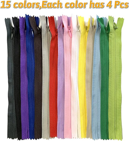 Invisible Zippers, DOITEM 30pcs 14 Inch Invisible Multicolor Nylon Coil Zippers for Sewing and Crafts 15 Colors