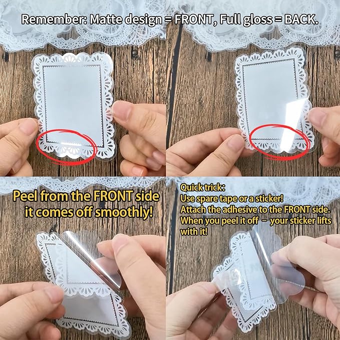 PRSTINCOL 120 PCs Lace Scrapbook Stickers,Waterproof Cutout Transparent Sticker PET Transparent Lace Stickers for Scrapbooking DIY Decoration Making Notebook Frame Album Handmade