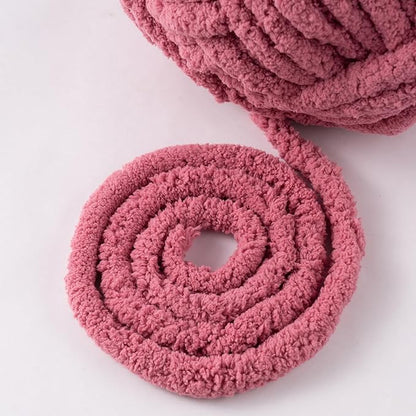 Rose Red Jumbo Chunky Chenille Yarn for Crocheting, Thick Plush Yarn for Hand Knitting Blankets, Super Soft Bulky Yarn for DIY Projects, 2 Jumbo Pack