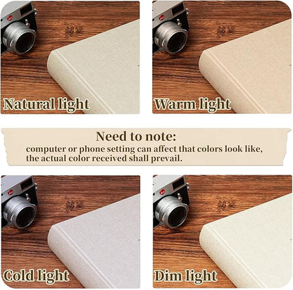 Vienrose Scrapbook Album 12" x 12", Large Linen Photo Album with Writing Space, DIY Scrapbook Supplies for Wedding, Baby, Family Memories & Travel (50 sheets / 100 pages, Beige)