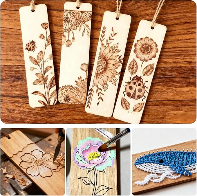 Rcpuirl Natural Wood Slices for Crafts Kit – 25 PCS Unfinished Wood Ornament Blanks with Paint Brush & Tassels, Perfect for Holiday Gift Tags, DIY Ornaments & Christmas Craft Projects
